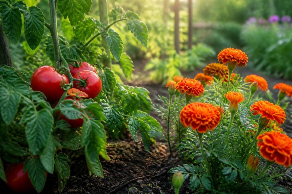Oeillets d’Inde et tomates : un duo naturel pour éloigner les pucerons au potager