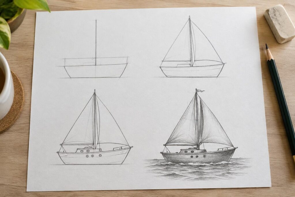 Dessin de bateau : apprendre à le tracer étape par étape