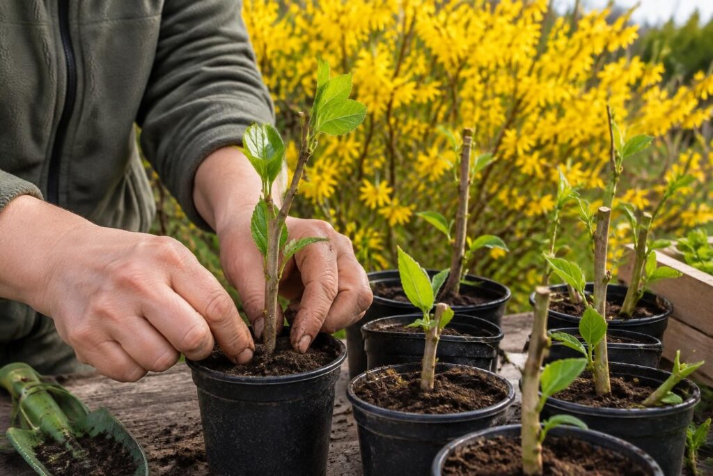Réussir une bouture de forsythia pour multiplier ses haies jaunes